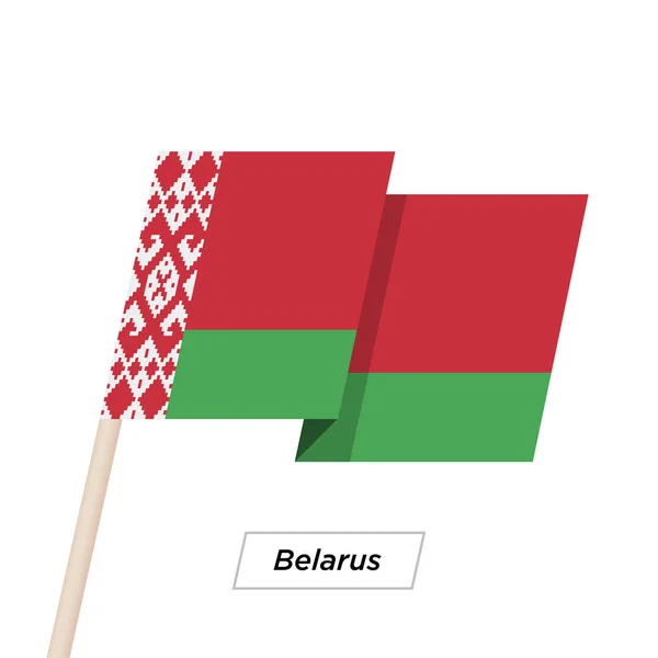 Λευκορωσία κορδέλα κυματίζει σημαία απομονωμένα σε λευκό. Εικονογράφηση διάνυσμα. — Διανυσματικό Αρχείο
