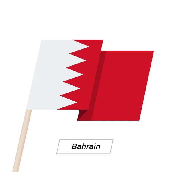 Bahrein (Bahrain) lint zwaaien vlag geïsoleerd op wit. Vectorillustratie. — Stockvector
