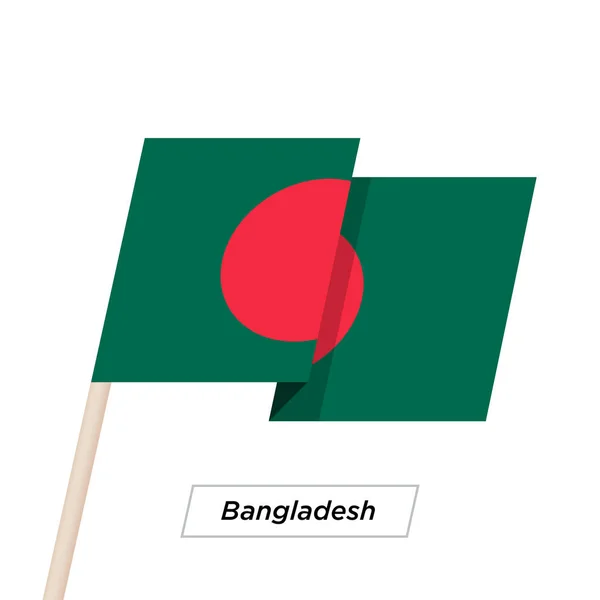Bandiera sventolante del nastro del Bangladesh isolata sul bianco. Illustrazione vettoriale . — Vettoriale Stock