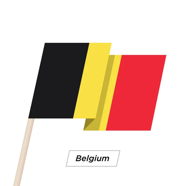 Belgio Nastro sventolando bandiera isolata su bianco. Illustrazione vettoriale . — Vettoriale Stock
