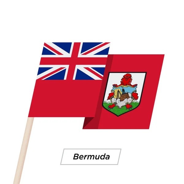 Bermudy wstążki macha flagą biały na białym tle na. Ilustracja wektorowa. — Wektor stockowy