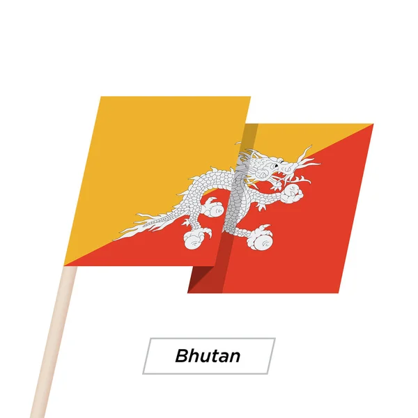 Bhutan Ribbon Acenando Bandeira Isolada em Branco. Ilustração vetorial . — Vetor de Stock