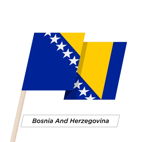Cinta de Bosnia y Herzegovina ondeando la bandera aislada en blanco. Ilustración vectorial . — Vector de stock
