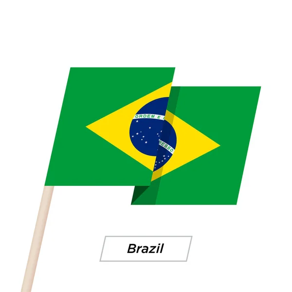Brazilië lint zwaaien vlag geïsoleerd op wit. Vectorillustratie. — Stockvector