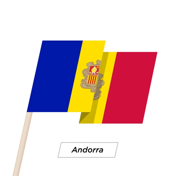 Bandeira de Onda de Fita de Andorra Isolada em Branco. Ilustração vetorial . — Vetor de Stock