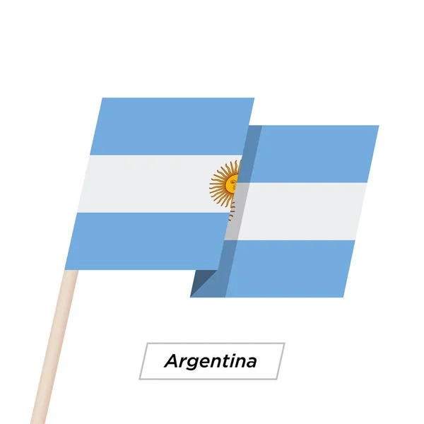 Argentína szalag integetett zászló a elszigetelt fehér. Vektoros illusztráció. — Stock Vector