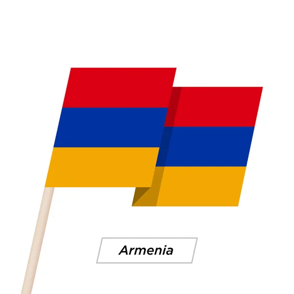 Ermenistan şerit sallayarak üzerinde izole beyaz bayrak. Vektör çizim. — Stok Vektör