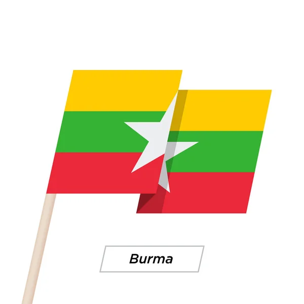 Burma-Band schwenkt Flagge vereinzelt auf Weiß. Vektorillustration. — Stockvektor