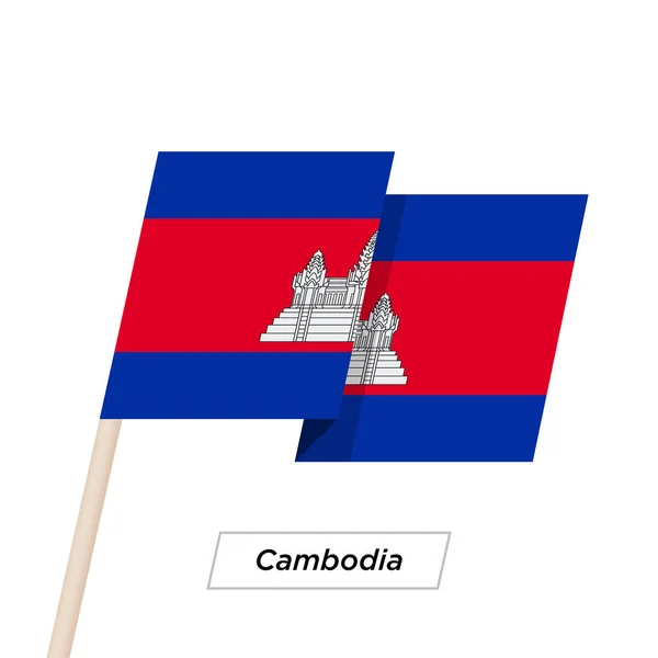 Cambodia Ribbon Waving Flag Isolated on White. Vector Illustration. — Stock Vector