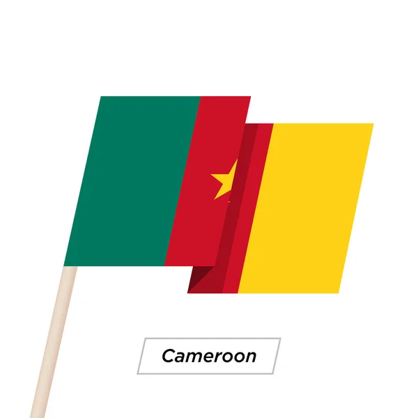 Cameroon Ribbon Waving Flag Isolated on White. Vector Illustration. — Stock Vector