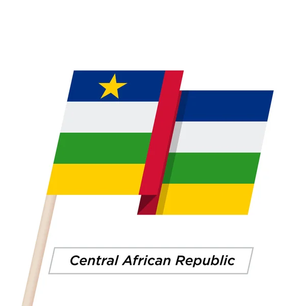 Orta Afrika Cumhuriyeti şerit üzerinde beyaz izole bayrak sallıyor. Vektör çizim. — Stok Vektör