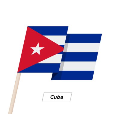 Küba şerit sallayarak üzerinde izole beyaz bayrak. Vektör çizim.