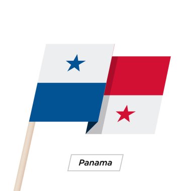 Panama şerit sallayarak üzerinde izole beyaz bayrak. Vektör çizim.