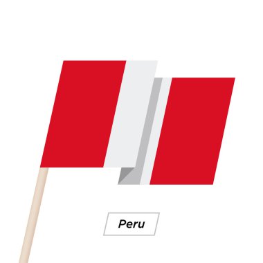 Peru şerit sallayarak üzerinde izole beyaz bayrak. Vektör çizim.