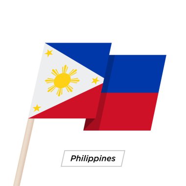 Filipinler şerit sallayarak üzerinde izole beyaz bayrak. Vektör çizim.