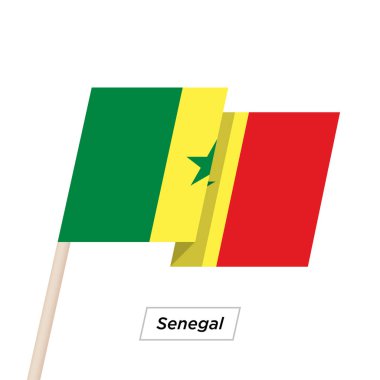 Senegal şerit sallayarak üzerinde izole beyaz bayrak. Vektör çizim.