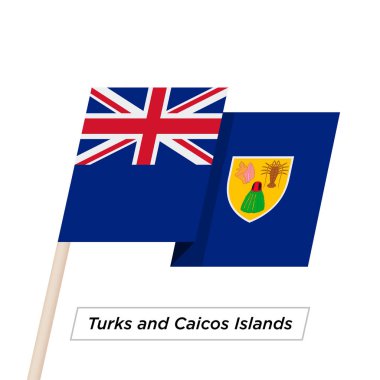 Turks ve Caicos Adaları şerit üzerinde beyaz izole bayrak sallıyor. Vektör çizim.