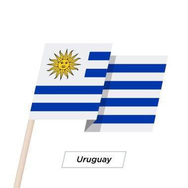 Uruguay şerit sallayarak üzerinde izole beyaz bayrak. Vektör çizim.