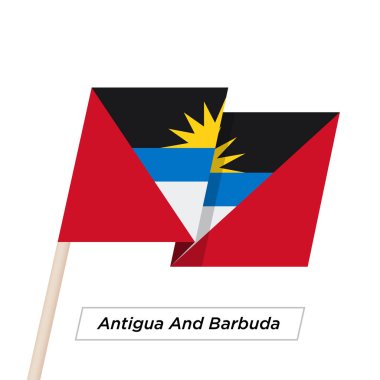 Antigua ve Barbuda şerit üzerinde beyaz izole bayrak sallıyor. Vektör çizim.