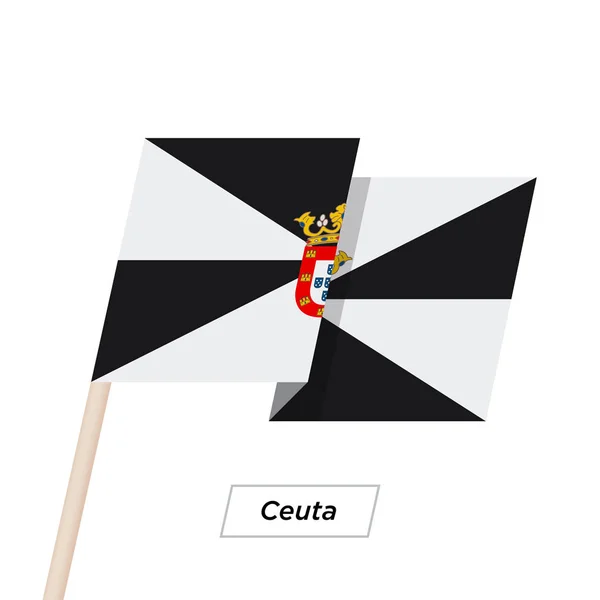 Cinta de Ceuta ondeando Bandera Aislada en Blanco. Ilustración vectorial . — Archivo Imágenes Vectoriales