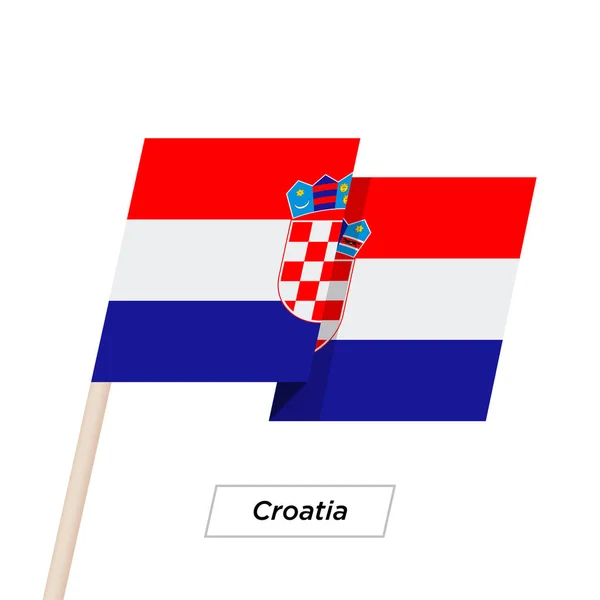 Cinta de Croacia ondeando la bandera aislada en blanco. Ilustración vectorial . — Archivo Imágenes Vectoriales