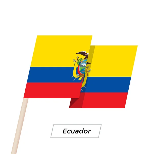 Ecuador szalag integetett zászló a elszigetelt fehér. Vektoros illusztráció. — Stock Vector