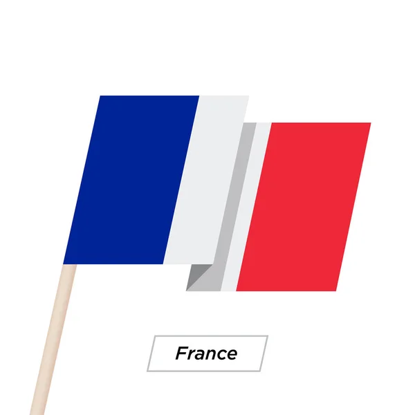 Γαλλία κορδέλα κυματίζει σημαία απομονωμένα σε λευκό. Εικονογράφηση διάνυσμα. — Διανυσματικό Αρχείο