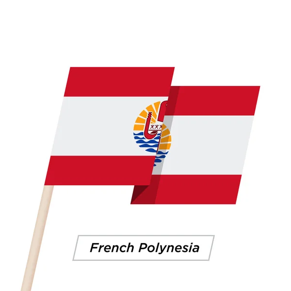 Cinta de la Polinesia Francesa ondeando la bandera aislada en blanco. Ilustración vectorial . — Archivo Imágenes Vectoriales
