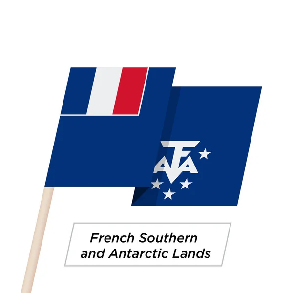 Ruban français des terres australes et antarctiques agitant le drapeau isolé sur le blanc. Illustration vectorielle . — Image vectorielle