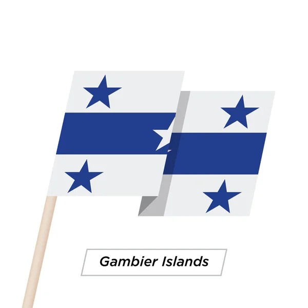 Cinta de las Islas Gambier ondeando la bandera aislada en blanco. Ilustración vectorial . — Vector de stock