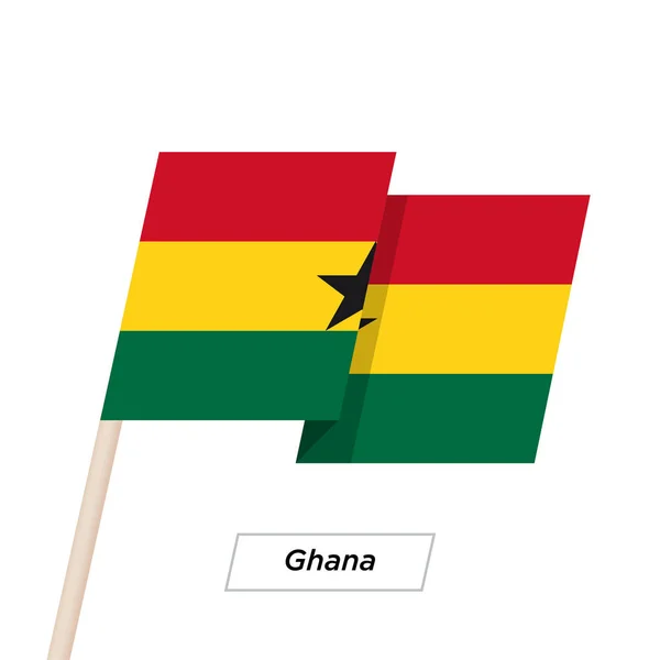 Cinta de Ghana ondeando la bandera aislada en blanco. Ilustración vectorial . — Vector de stock