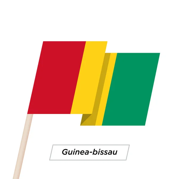 Bandiera sventolante a nastro Guinea-bissau isolata su bianco. Illustrazione vettoriale . — Vettoriale Stock