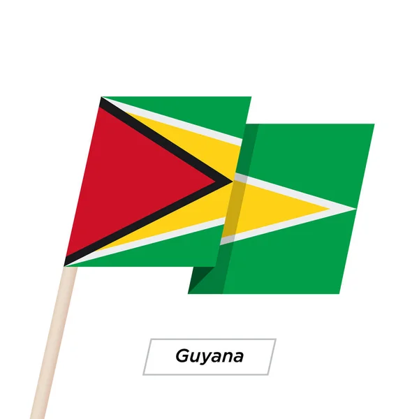 Γουιάνα κορδέλα κυματίζει σημαία απομονωμένα σε λευκό. Εικονογράφηση διάνυσμα. — Διανυσματικό Αρχείο