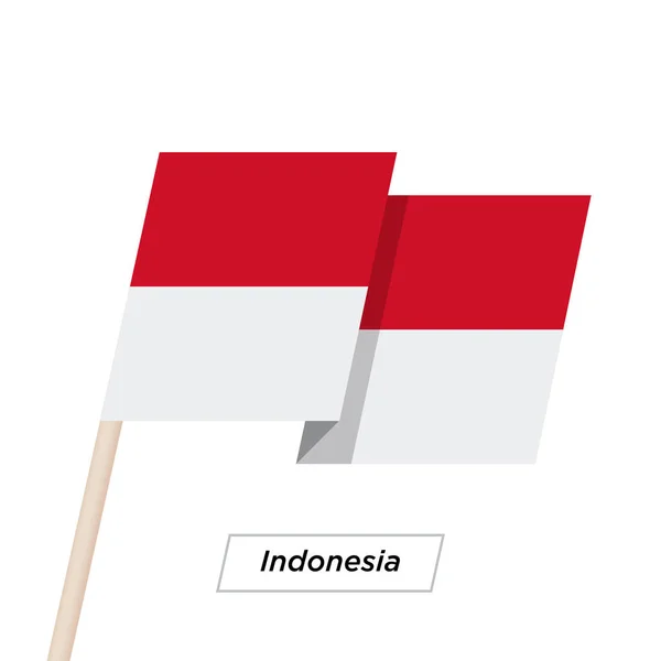 Ινδονησία κορδέλα κυματίζει σημαία απομονωμένα σε λευκό. Εικονογράφηση διάνυσμα. — Διανυσματικό Αρχείο