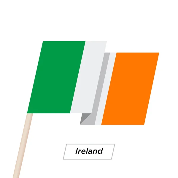 Ireland Ribbon Waving Flag Isolado em Branco. Ilustração vetorial . — Vetor de Stock