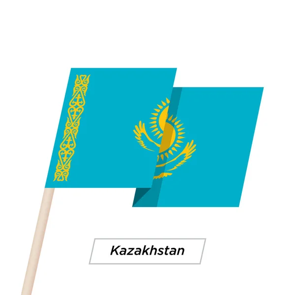 Kazachstan wstążki macha flagą biały na białym tle na. Ilustracja wektorowa. — Wektor stockowy