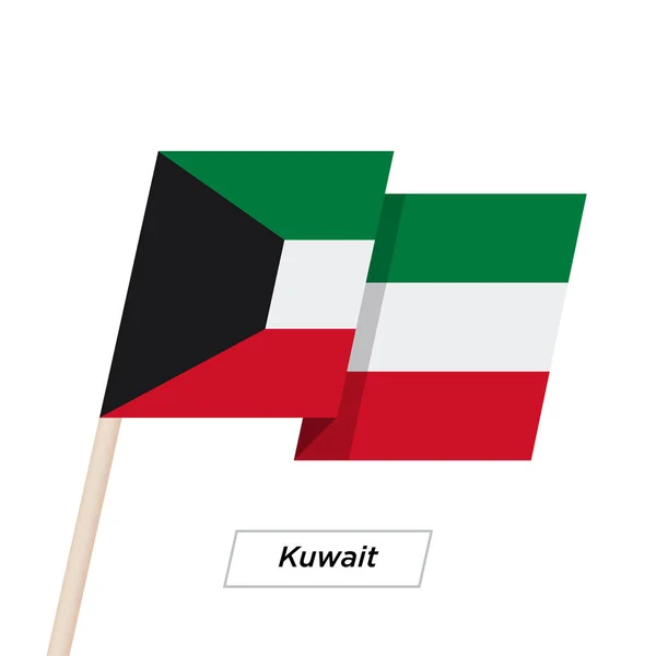 Kuwait Ribbon ondeando la bandera aislada en blanco. Ilustración vectorial . — Vector de stock