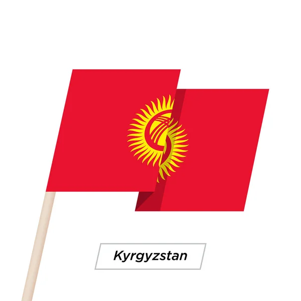 Quirguizistão fita acenando bandeira isolada no branco. Ilustração vetorial . — Vetor de Stock