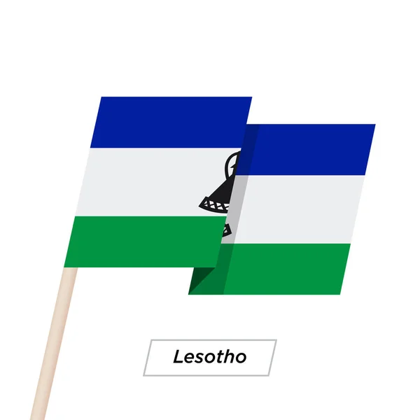 Lesotho Ribbon Waving Flag Isolated on White. Vector Illustration. — Stock Vector