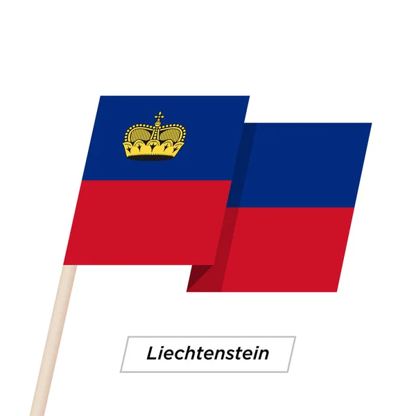 Liechtenstein şerit üzerinde beyaz izole bayrak sallıyor. Vektör çizim. — Stok Vektör