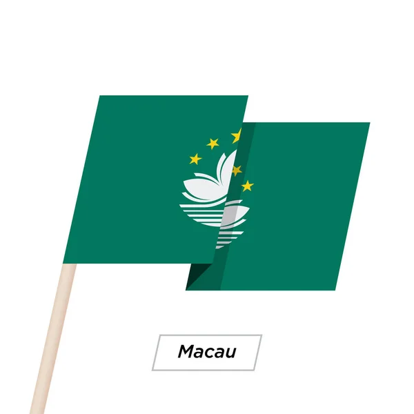 Bandiera sventolante del nastro di Macao isolata su bianco. Illustrazione vettoriale . — Vettoriale Stock