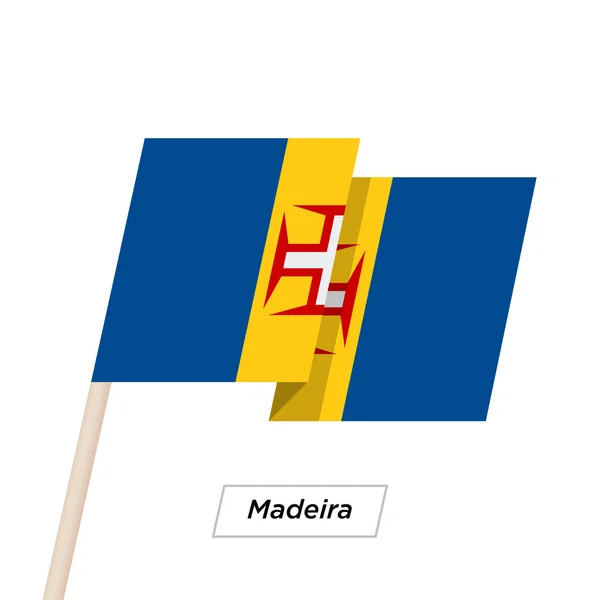 Madeira lint zwaaien vlag geïsoleerd op wit. Vectorillustratie. — Stockvector