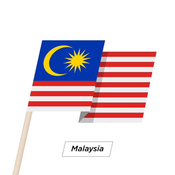 Malezja wstążki macha flagą biały na białym tle na. Ilustracja wektorowa. — Wektor stockowy