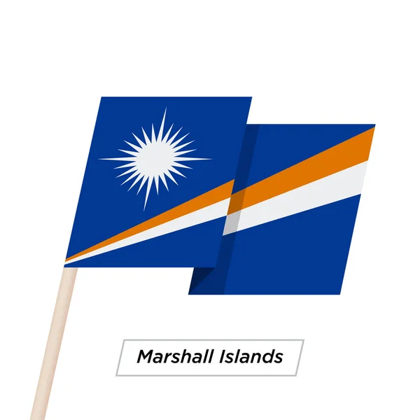 Ruban des Îles Marshall agitant le drapeau isolé sur blanc. Illustration vectorielle . — Image vectorielle