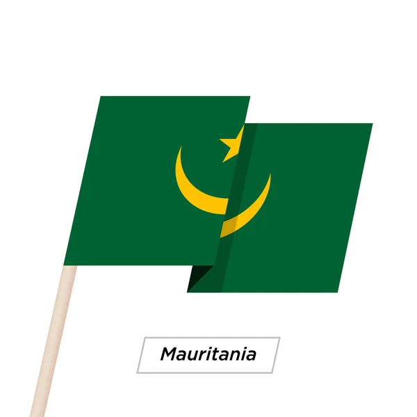 Mauritania Ribbon Waving Flag Isolated on White. Vector Illustration. — Stock Vector