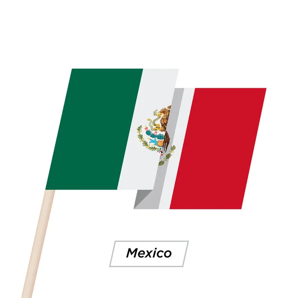 Cinta de México ondeando la bandera aislada en blanco. Ilustración vectorial . — Archivo Imágenes Vectoriales