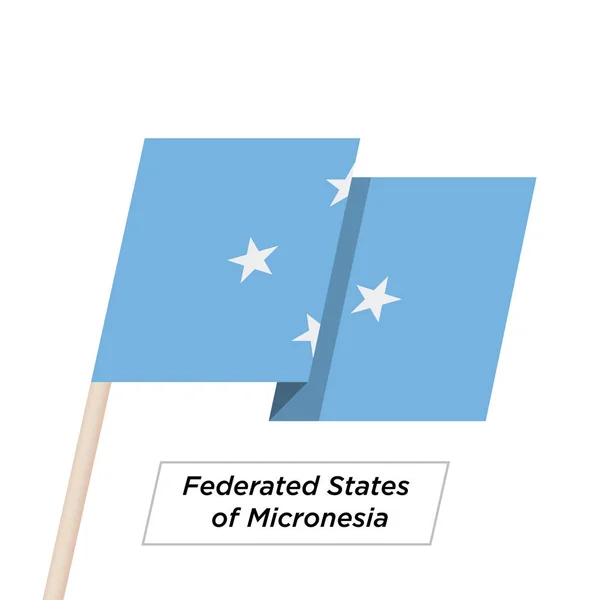 Estados Federados de Micronesia Cinta ondeando Bandera Aislada en Blanco. Ilustración vectorial . — Vector de stock