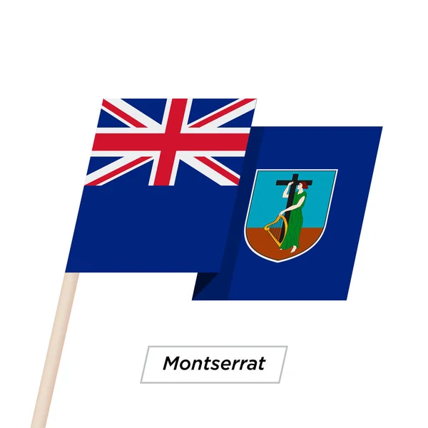 Montserrat şerit sallayarak üzerinde izole beyaz bayrak. Vektör çizim. — Stok Vektör