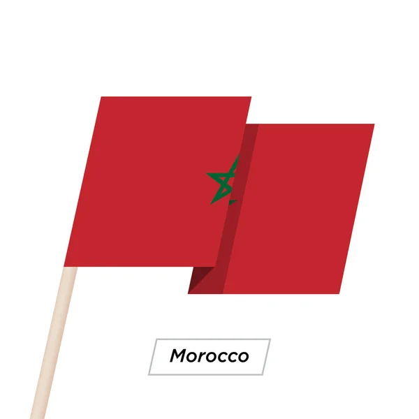 Marokkó szalag integetett zászló a elszigetelt fehér. Vektoros illusztráció. — Stock Vector