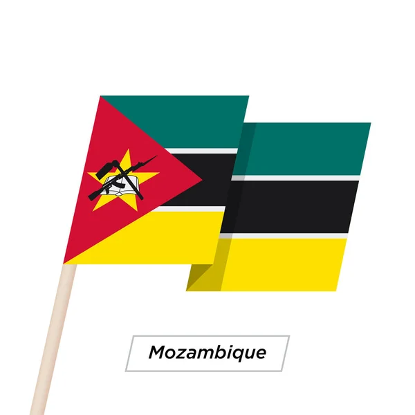 Mozambik şerit sallayarak üzerinde izole beyaz bayrak. Vektör çizim. — Stok Vektör